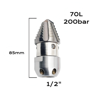 40L-70LPM Buse de nettoyage à éjecteur d'égout haute pression et rotative à 360 ° pour le système de drainage Buse de débouchage de 4 tuyaux arrière 6 - Product Image 3
