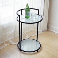 Table basse intelligente mobile en métal et verre, style mi-siècle antique, avec fonctions de table de chevet et de table d'appoint, pour salon