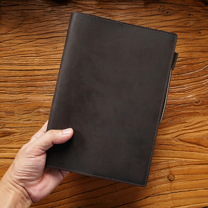 Sampul Jurnal Kulit Sapi Ukuran A5, Organizer Planner Besar, Kulit Asli Crazy Horse Coklat Vintage, Notebook yang Dapat Dikustomisasi - Product Image 2