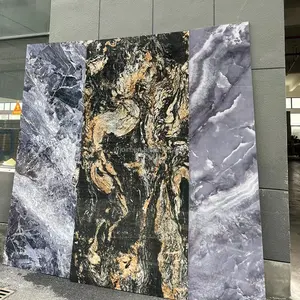 Made In China High Quality PET Gloss Stone Marble Bamboo Charcoal Wood Veneer Wall Panel For Interior Decoration