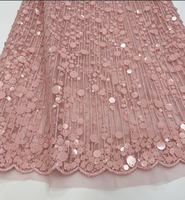 Tissu en tulle lourd et volumineux avec sequins et perles, broderie multicolore faite à la main, maille extensible en polyester/métallique pour mariage