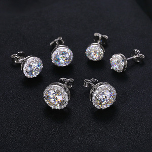 Orecchini a Lobo in Argento Sterling 925 Placcato Oro Rosa, Stile Hiphop/Rock, per Uomo e <span class=keywords><strong>Donna</strong></span>, con Moissanite <span class=keywords><strong>Taglio</strong></span> Brillante da 0,1ct a 4ct - Product Image 2