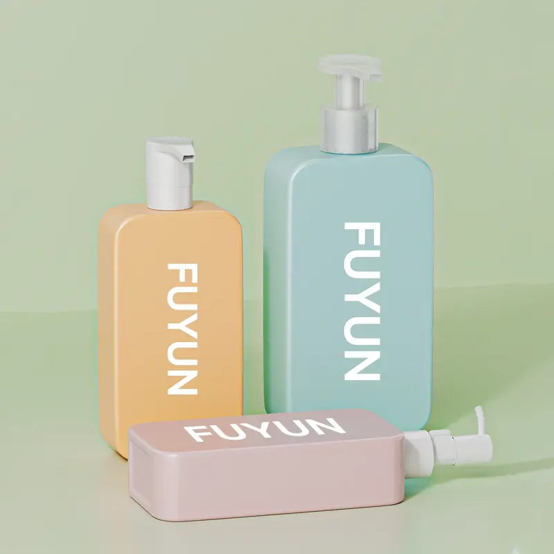 Fuyun Manufacturers Ware auf Lager 250 ml350ml500ml Quadratische HDPE-Hautpflege verpackung Kunststoff-Shampoo flaschen mit Lotion pumpe