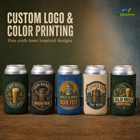 Manchon isotherme pliable en néoprène de 12 oz pour canette, avec logo personnalisé, pour garder au frais, imprimé avec badge de bière artisanale vintage, pour brasserie