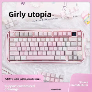 Teclas PBT <span class=keywords><strong>Utopia</strong></span> para Chicas, Sublimación de Cinco Lados, Perfil Cherry, 132 Teclas, DIY, Compatible con Interruptores Mx, Teclado Mecánico - Product Image 3