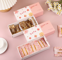 Boîte à biscuits élégante en carton blanc biodégradable avec tiroir pour biscuits, bonbons roses, emballage cadeau à emporter
