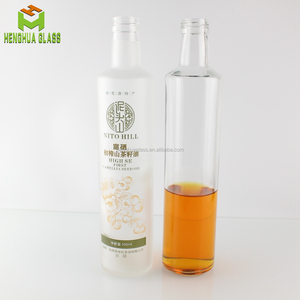 500ml forme ronde clair <span class=keywords><strong>Marasca</strong></span> 16oz 50cl vide bouteille en verre d'huile d'olive givrée récipient pour liquide alimentaire avec bouchon à vis en aluminium - Product Image 1