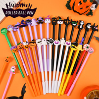 Stylo gel en plastique Halloween 0,5 mm encre noire, design créatif citrouille et fantôme, papeterie fantaisie, cadeau pour enfants, école et bureau