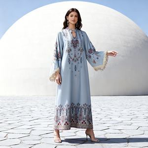 Robe Abaya de Soirée Élégante en Polyester Imprimé de Haute Qualité pour Femmes Musulmanes Fournisseur en Gros Personnalisé - Product Image 3