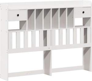 Letto Moderno in Legno Massello con <span class=keywords><strong>Testiera</strong></span> Libreria Salvaspazio 120x190 <span class=keywords><strong>cm</strong></span> Marrone Cera Arredamento Camera da Letto - Product Image 2