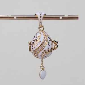 SHINNYGIFTS - Dije de <span class=keywords><strong>Huevo</strong></span> Esmaltado en Latón Chapado en Oro con Opción de Pendientes DIY, Estilo Fabergé - Product Image 6