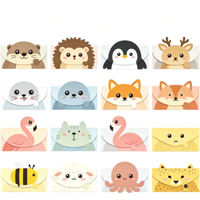 Enveloppes en carton personnalisées avec des dessins animés d'animaux pour les cartes d'invitation de fête d'anniversaire des enfants, ensembles de papeterie personnalisés pour la rédaction de lettres