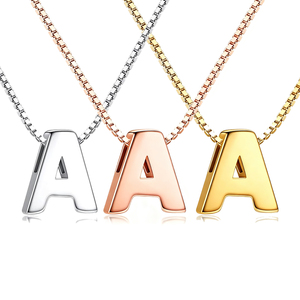 Collier lettre hip-hop à la mode et minimaliste Lettre tridimensionnelle A Plata925 Collier plaqué rhodium <span class=keywords><strong>en</strong></span> argent pur - Product Image 2