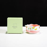 Bol à mélanger le matcha Chawan fait main avec bec verseur, logo OEM personnalisé, faible MOQ, vente en gros