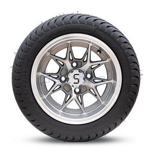 <b>Golf</b> Cart Machined/ Gunmetal Wheels and Tires 12 Inch SRGCTW-222 <b>Golf</b> Cart Accessories SRGCTW-222 - Product Image 1