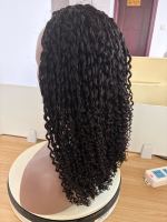 Perruque mi-longue 100 % cheveux humains vierges, coupe pixie, tresses micro-torsadées faites à la main, noir naturel, avec cordon de serrage, pour femmes noires
