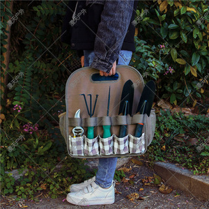 Garden <b>Tool</b> Bag Multi Compartment Portable <b>Tool</b> Duffle Bag Brown 5-9 Pockets <b>Top</b> Handle Storage Bag For Outdoor Use - Product Image 1
