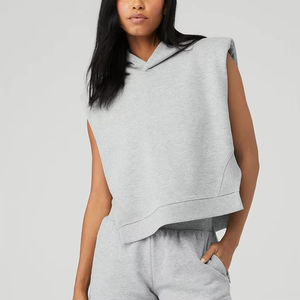 Manufacturer Women Streetwear Cropped Tops Sleeveless Hoodies <b>Gym</b> <b>Hoodie</b> - Product Image 1