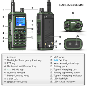 BaoFeng UV-17 PRO talkie-walkie 999CH UV17Pro chargeur type-c longue portée Radio bidirectionnelle 1.77 pouces écran couleur mise à niveau UV5R <span class=keywords><strong>UV10R</strong></span> - Product Image 6