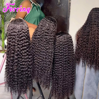 Perruques sans colle à dentelle frontale en cheveux humains 100% naturels vietnamiens, à brins simples, bouclés style birman, de luxe, pour femmes noires