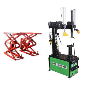 Elevador de Tijera Hidráulico Chen Tuo CT-602 de 3T para Taller Automotriz, Elevador Estacionario de un Cilindro, Color Verde y Rojo - Product Image 1