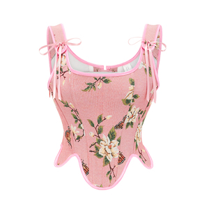 Nouveau français corps <span class=keywords><strong>sculptant</strong></span> vêtements imprimé Corset empilé rétro gilet <span class=keywords><strong>Bustier</strong></span> femmes Jacquard reliure caoutchouc Corset - Product Image 5