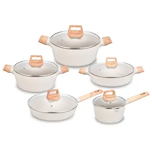 Juego de utensilios de cocina de alta calidad, personalizado, antiadherente, de fundición a presión, Color blanco, antiadherente, para sopa, olla de cocina