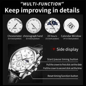 Montre pour homme 2888, montre sport à quartz pour homme avec calendrier, aiguilles lumineuses, bracelet en cuir, montre-bracelet étanche pour homme - Product Image 5