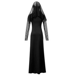 Sexy Nun Costume Women Adult Halloween Cosplay Dress Role Play Performance Outfit Black With Cross Detail - Product Image 4