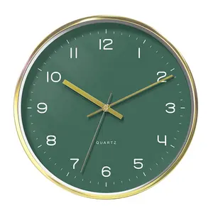 12 inç yüksek kaliteli dekoratif Metal duvar saatleri özel Logo gül altın sessiz kuvars Modern yuvarlak lüks saat