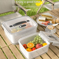 Boîte de conservation alimentaire double couche pour fruits et légumes, pratique pour l'extérieur, avec poignée et bande d'étanchéité