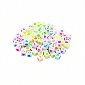 ILAN Perline Acriliche Quadrate 6x6mm con Numeri Fluorescenti per Creazione di Gioielli - Product Image 2