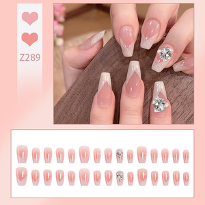 <span class=keywords><strong>Uñas</strong></span> Postizas de Diamantes en Racimo Francés <span class=keywords><strong>Diagonal</strong></span> Rosa Nude al por Mayor, Elegantes <span class=keywords><strong>Uñas</strong></span> Postizas de Lujo para Novia, Forma Ballerina Mediana - Product Image 3