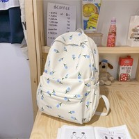 Sac à dos artistique floral estival pour femme 2025 – Nouvelle collection grande capacité, sac d'école étudiant, mode décontractée, simple, en polyester