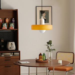 Pendant Light Round Single-head Chandelier E26 LED Light Source Home Use Switch Control Cream Style - Product Image 3