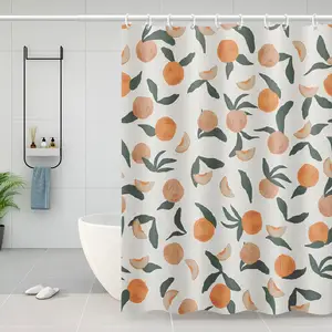 New arrival designs bathroom shower curtain custom fruit printed 90gsm polyester fabric shower curtains