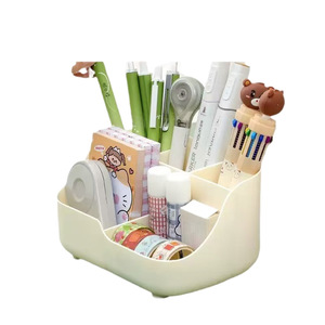 Multi Function Cosmetic Vanity Plastic <b>Makeup</b> Organizer 1-3L Simple Style 4 In 1 Desktop Storage <b>Box</b> For Beauty Tools - Product Image 5