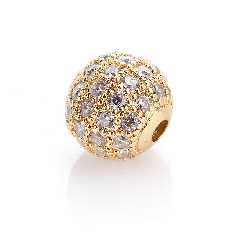 8mm round beads accessories for bracelet jewelry making micro pave cz cubic zirconia silvery beads wholesale