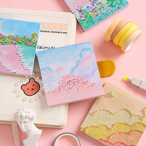 Notas Adhesivas de Alta Calidad Estilo Pintura al Óleo, Tarjetas de Mensaje de Papel Bonitas para Universidad y Escuela Secundaria, Estilo Pintura al Óleo Pegable - Product Image 4