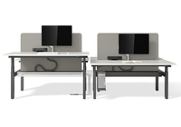 Bureau de travail électrique réglable en hauteur avec écran de séparation et armoire de rangement latérale