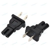 Fiche de conversion NEMA 1-15P à IEC320 C7, adaptateur secteur à angle droit USA 2 broches mâle Nema 1-15P à IEC 320 C7