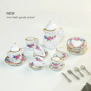 Jouet Miniature, scène de poupée, accessoires de maison, mini service à thé en céramique, tasse à thé