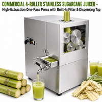 Presse à jus de canne à sucre électrique professionnelle à 4 rouleaux en acier inoxydable, extracteur de jus de canne à sucre à haute extraction avec filtre