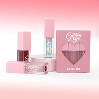 Kit de gloss à lèvres brillant végétalien avec huile aromatisée, marque privée, repulpant, hydratant, pailleté rose, huile à lèvres changeante de couleur