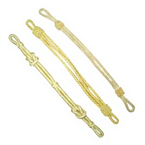 Cordon de menton pour casquette en fil torsadé doré, finition enduite, haute ténacité, personnalisable, pour vêtement de cérémonie - Product Image 3