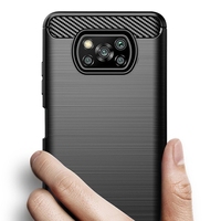 Pour Xiaomi Poco X3 NFC Étui en TPU à texture brossée en fibre de carbone