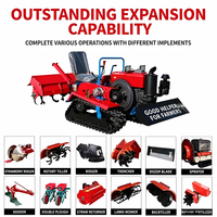 Tracteur agricole 4x4 avec rotoculteur et lame de bulldozer pour champs secs, vergers, vignobles et serres