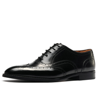 Herren Brogue-Schuhe aus Echtleder Formelle Business-Oxfords Einfarbig mit Runder Spitze Schnürschuhe für Büro & Karriere