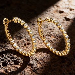 Pendientes de Moda con Diamantes Cultivados en Laboratorio de 10 1/4 Quilates Chapados en Oro de 14 Quilates para Hombre y Mujer, para Bodas y Fiestas, con Certificado IG - Product Image 5