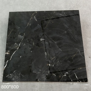 Carreaux <span class=keywords><strong>de</strong></span> sol en porcelaine polie haute brillance 800x800, aspect marbre noir, carreaux muraux en céramique pour <span class=keywords><strong>salle</strong></span> <span class=keywords><strong>de</strong></span> <span class=keywords><strong>bain</strong></span>, <span class=keywords><strong>décoration</strong></span> intérieure <span class=keywords><strong>de</strong></span> villa - Product Image 5